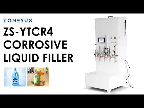 ZONESUN ZS-YTCR4 Semi-AutoCorrosive Liquid Filling Machine 4 Heads Pneumatic Bottling Equipment for Acid Alkali