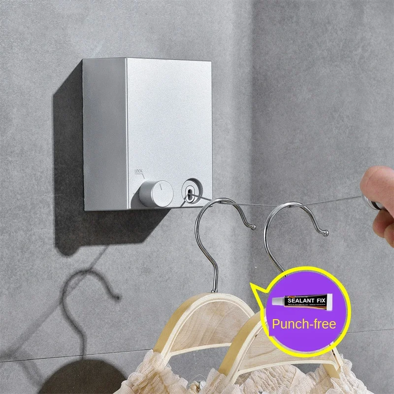 Space-Saving Wall Mounted Retractable Clothes Dryer - Double Row Steel Rope Clothesline Hanger for Indoor Laundry Drying