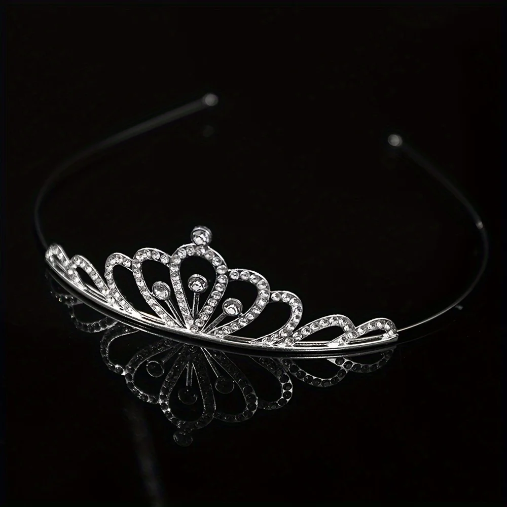 5 Pieces of Silver Crown Headbands Are Suitable for Girls to Attract Wedding and Birthday Parties