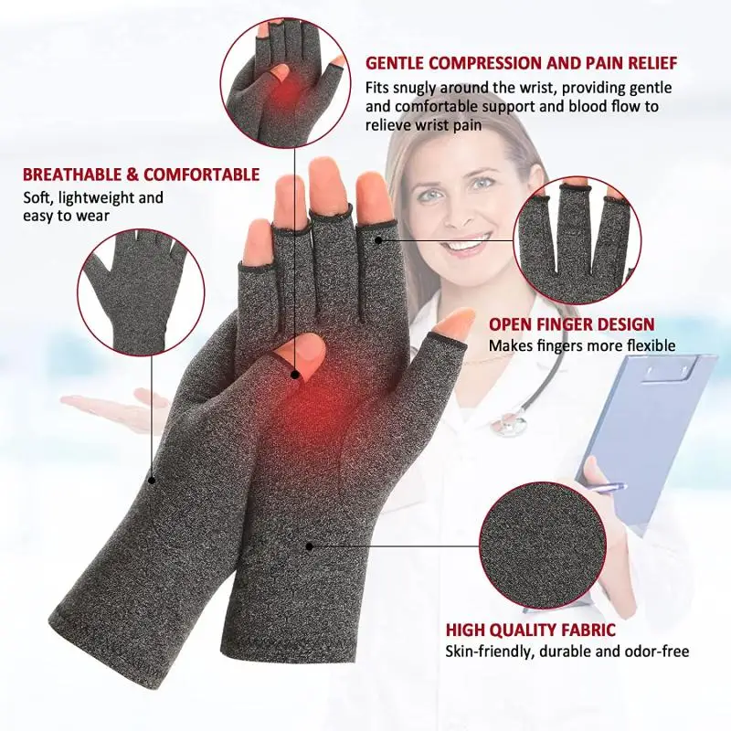 New Compression Arthritis Gloves Wrist Support Joint Pain Relief Hand Brace Women Men Therapy Wristband Compression Bike Gloves