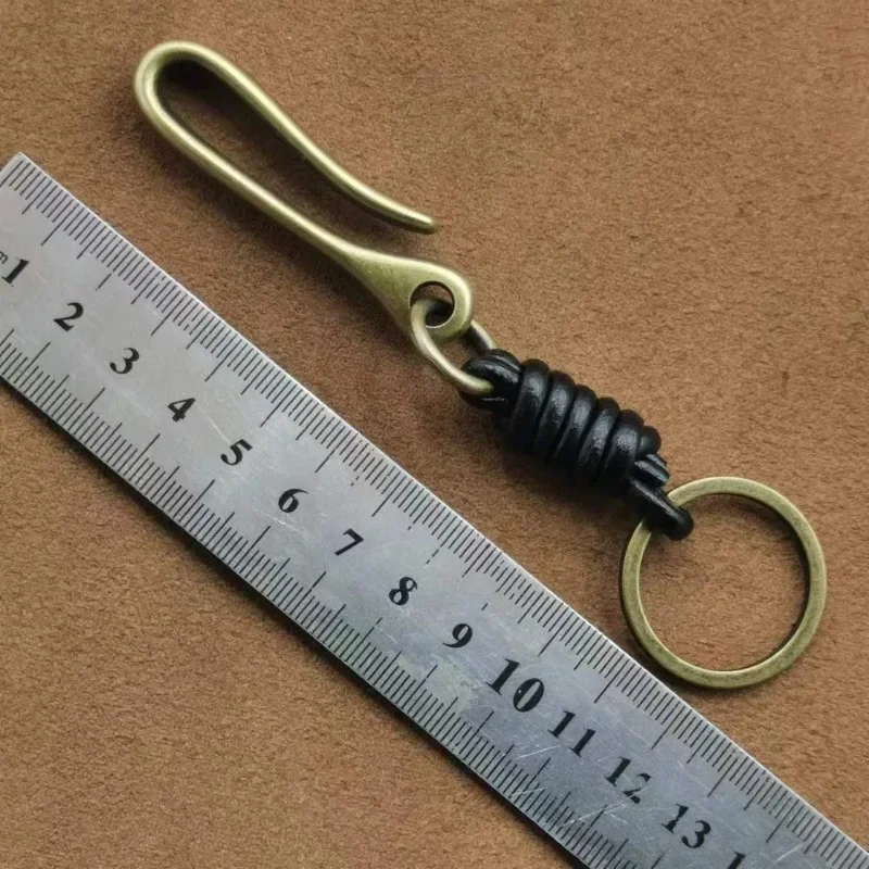 Handwoven Genuine Leather Key Ring for Men Fashion Bronze U-shaped Keyring High Quality Metal Car Keychain Accessories Wholesale