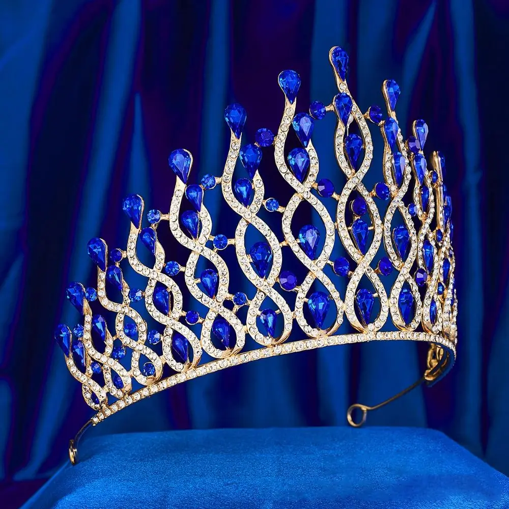 الفاخرة الباروك الملكة التيجان تألق قابل للتعديل سبيكة الأميرة تاج خمر أنيقة الفتيات عصابات رأس الحفلات الأحداث المسابقة