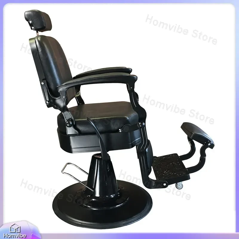 Retro European Style Hair Salon Chair Reclining Rotating Hydraulic Lift Barber Chair for American Oil Head Hair Cutting and