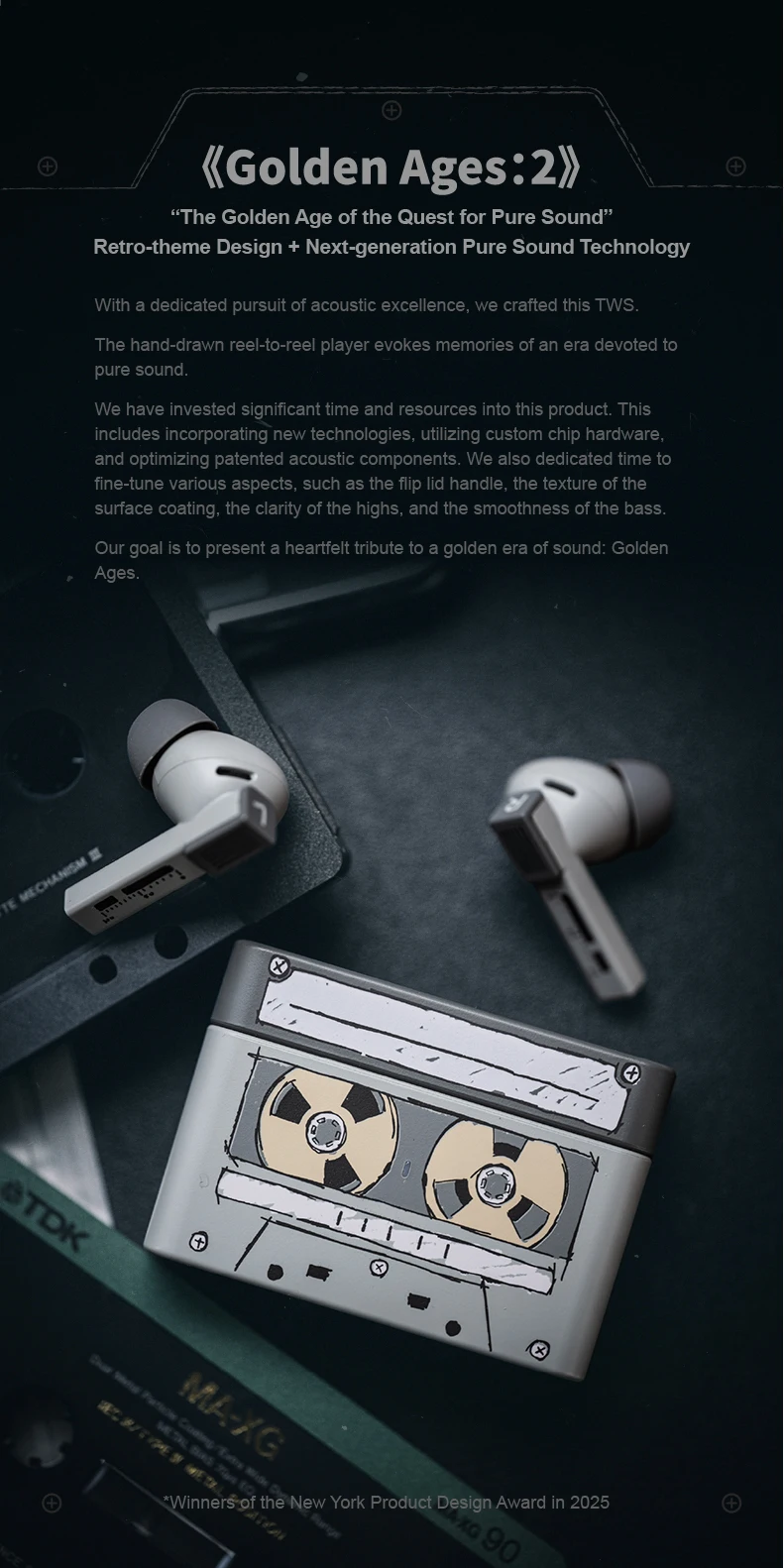MOONDROP Golden Ages 2 TWS Kopfhörer ANC Bluetooth 6.0 LDAC VDSF Gaming-Kopfhörer mit einstellbarer Ausgangsverstärkung – Detail 3