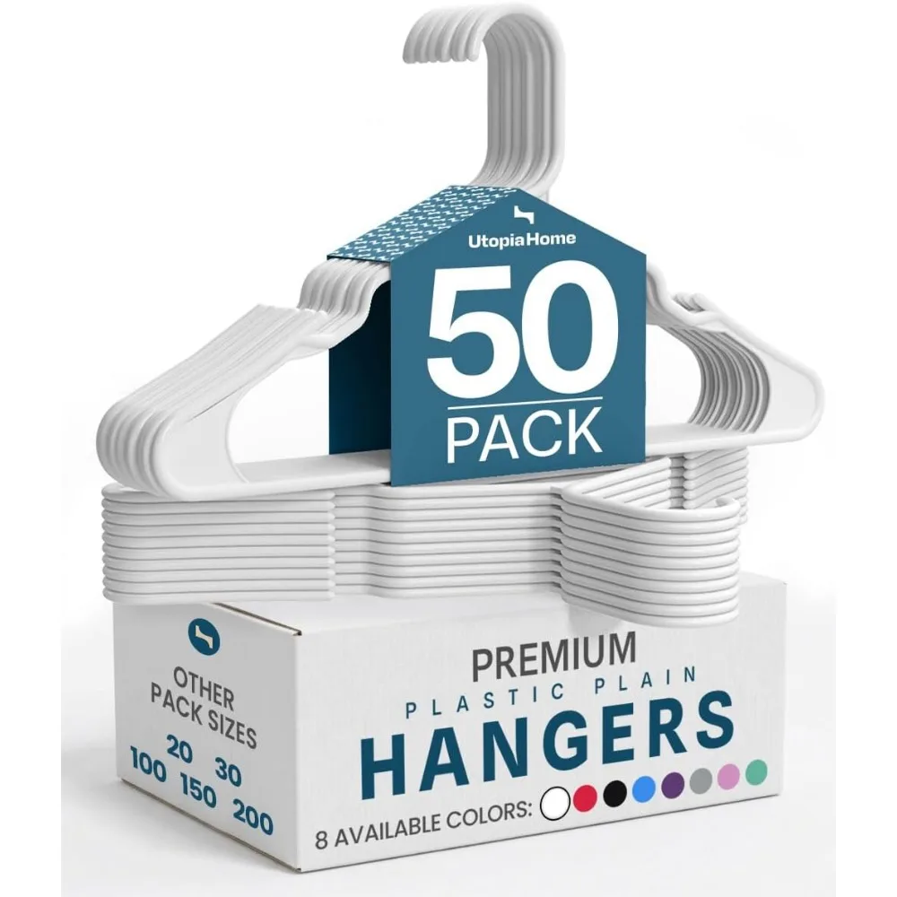 

Space Saving Plastic Hangers 50 Pack Durable Closet Storage Solution Ideal for Dorm Apartment Organization
