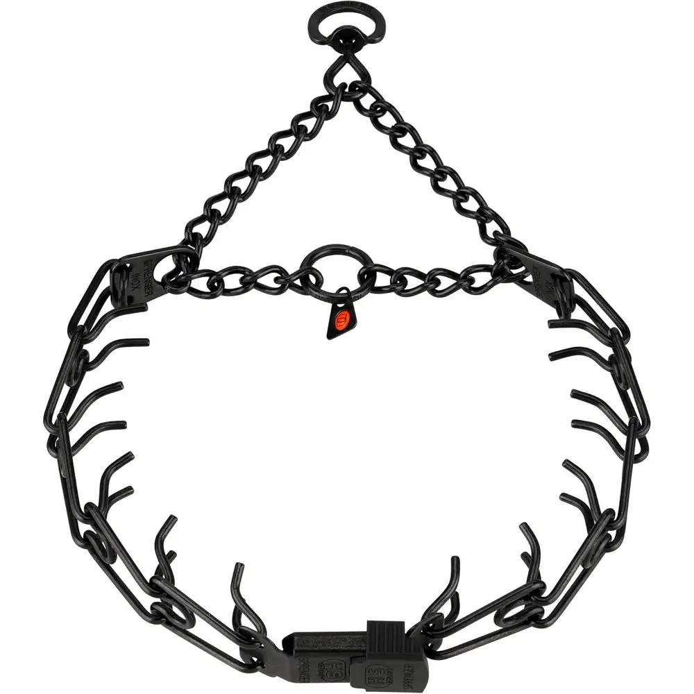 

Черный ошейник из нержавеющей стали с центральной быстроразъемной пряжкой, тренировочный ошейник или маленькие, средние и большие собаки, сделано в Ge