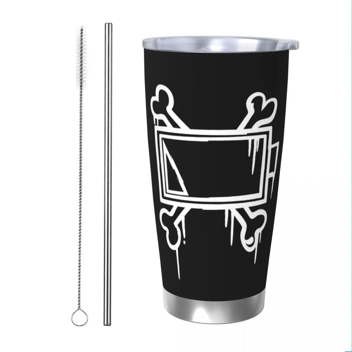 Doorman Bone Batttery Insulated Tumbler with Straws Lid Murder Drones Vacuum Thermal Mug Double Wall Hot Cold Drinks Cups, 20oz