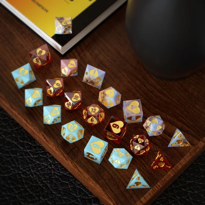 Polyhedron DND Dice Board Game Silicone Mold DIY Dice Making Resin Mold Valentine\'s Day Game Set