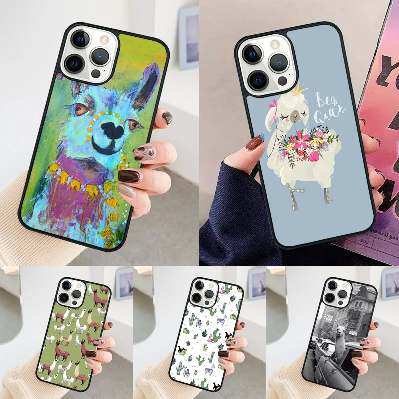 Llama Alpaca pattern phone case Cover For iPhone 14 15 16 Pro Max SE 2020 coque For apple 11 12 13 Pro Max Mini 7 8 Plus