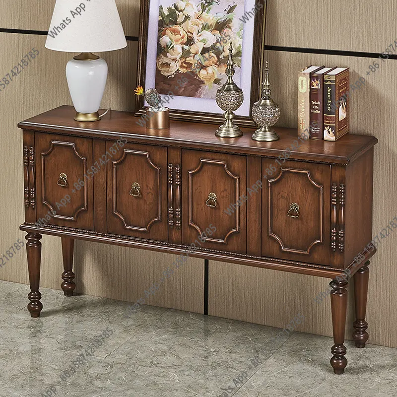 

American solid wood entrance cabinet living room decoration TV cabinet simple dining side storage foyer European retro