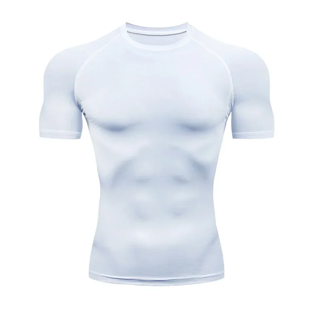 

Men's Gym T-Shirt Bodybuilding Sports Tight T Shirt Summer Compression O-Neck Fitness Quick Dry Running Tshirt Male Workout Tops