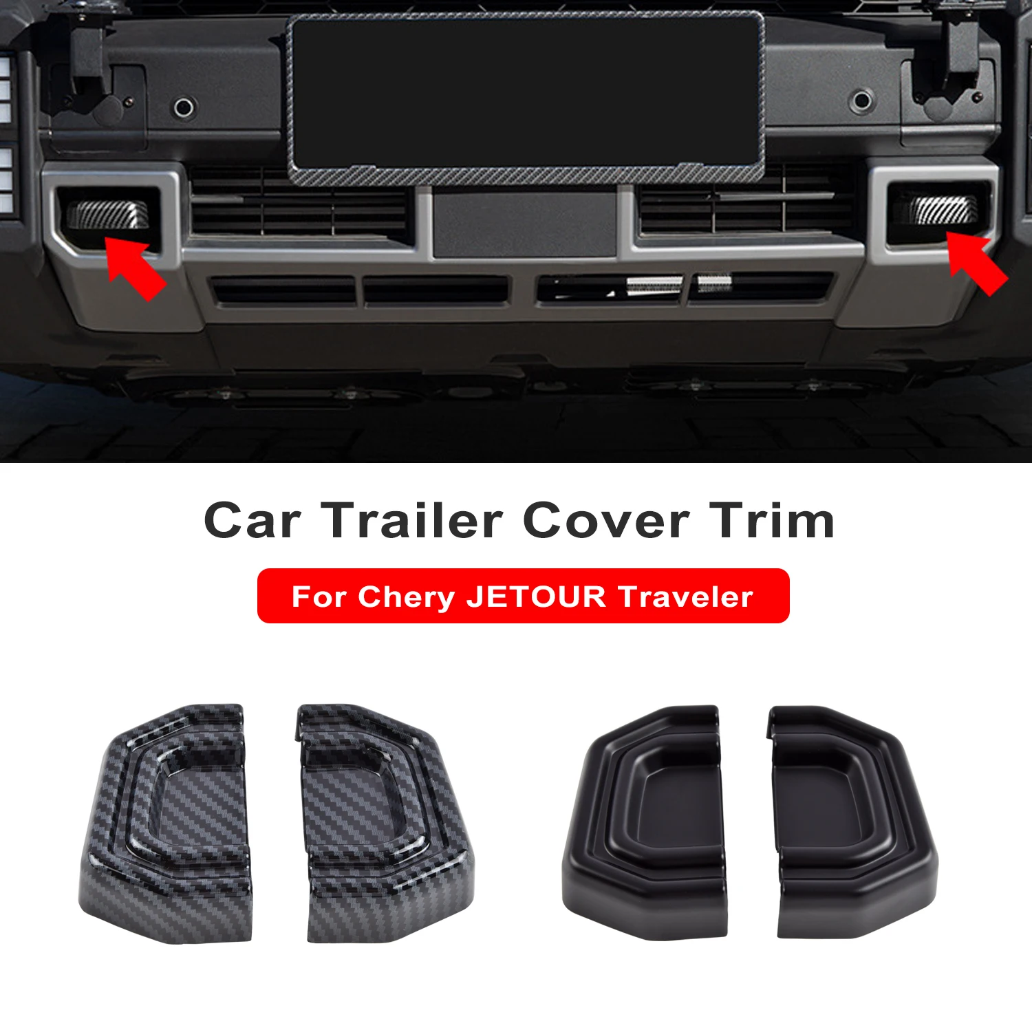 Car Trailer Cover Trim Stickers Fit for Chery JETOUR Traveler Trailer Hook Cover Black Warrior Modification Car Accessories