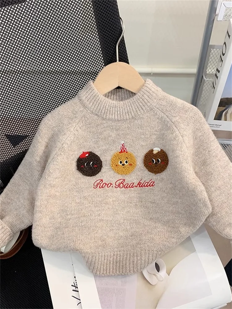 Girls Knitted Sweater Autumn Winter Thiened Children's Knitwear Faionable Baby Base irt Commute Sle Silk Material