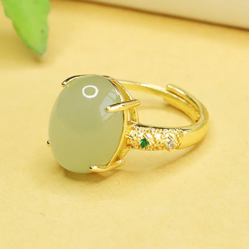 

Natural Hetian jade rings, pigeon eggs, jade rings, jewelry women's