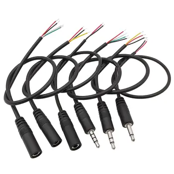 1/2/3/5 ks 3,5mm audio kabelový konektor 2 3 4 pólový mono stereo zástrčka samec/samice jack prodlužovací kabel AUX pro sluchátka DIY oprava 30 cm 10 nejlepší prodej 3,5mm jack 4pólový - №7