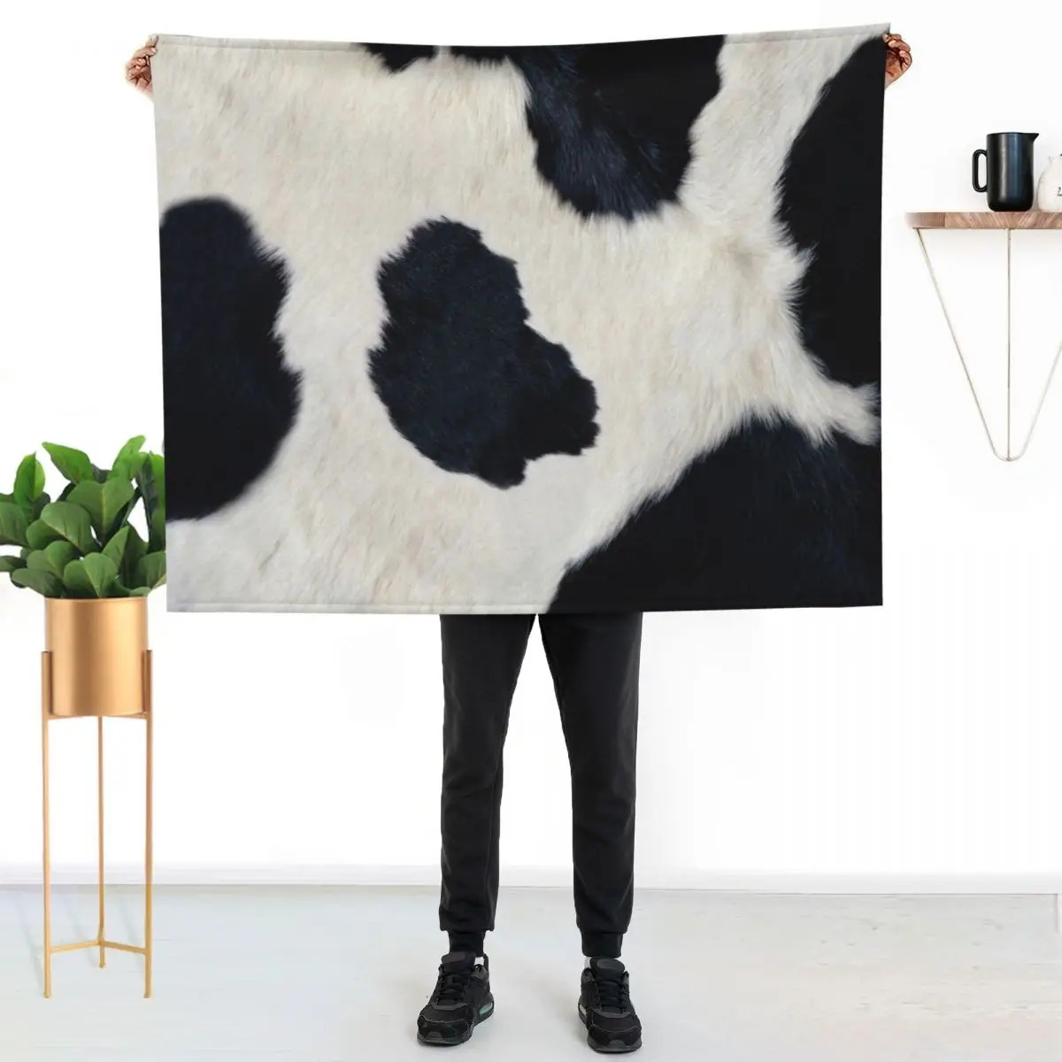 

Cow Hide Black & White Throw Blanket Soft Warm Blanket Gift for Grandparents