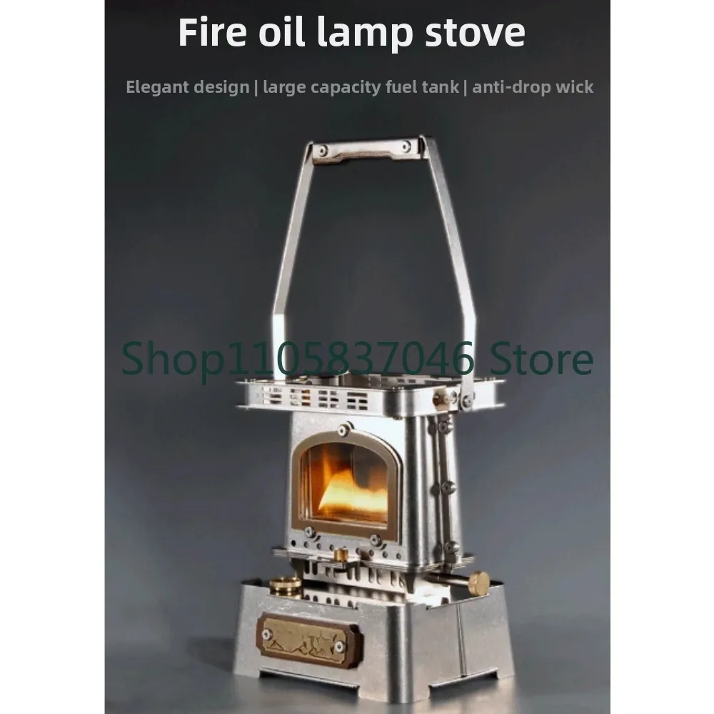 Outdoor half window viewing lamp stove, heating stove, outdoor lamp, tea making barbecue camping stove