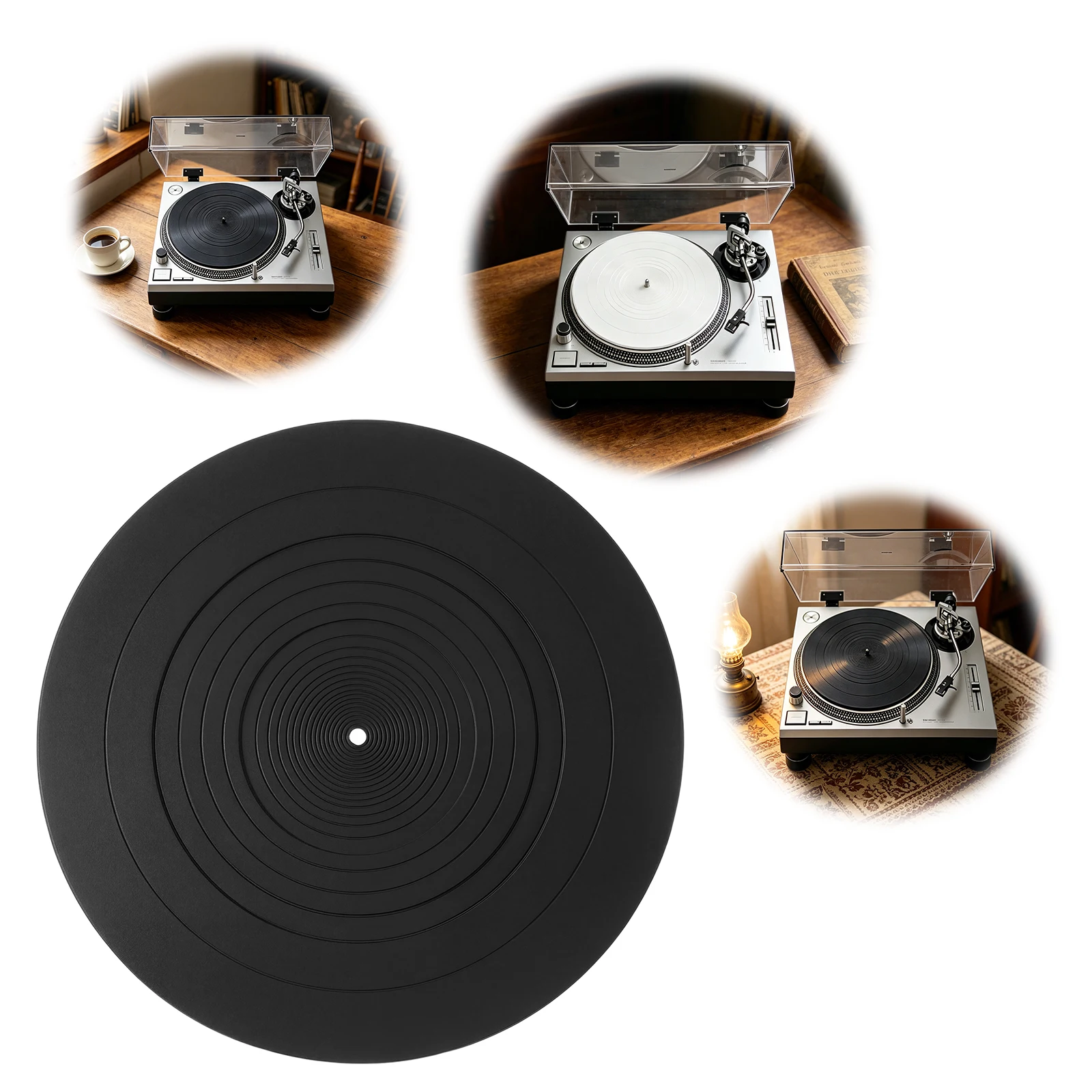 Turntable Platter Mat 12 Inch Diameter Silicone Turntable Slipmat Anti-Static & Anti-Slip Vinyl Accessories for LP Record Player