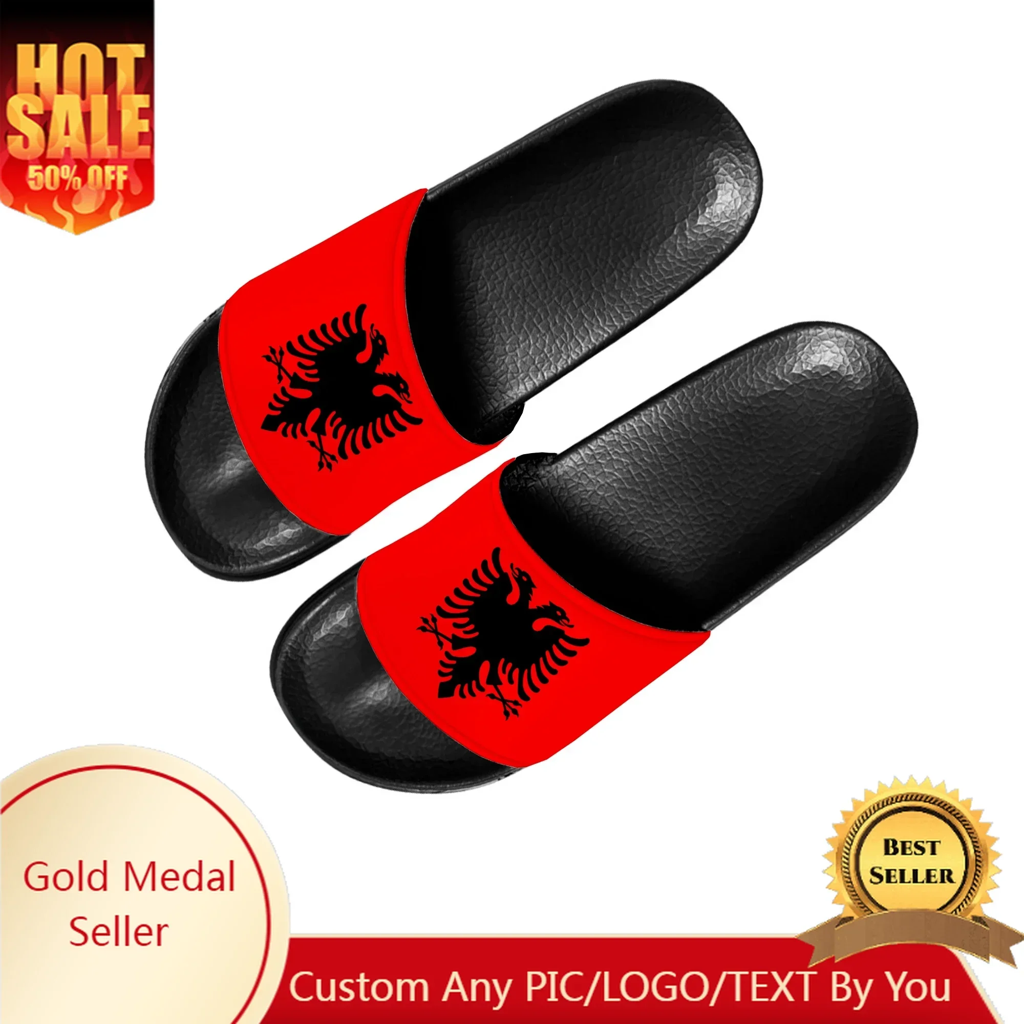 

Albanian Flag Slippers Home Water Shoes Men Women Teenagers Albania Bathroom Beach Pool Sandals Custom Summer Slipper