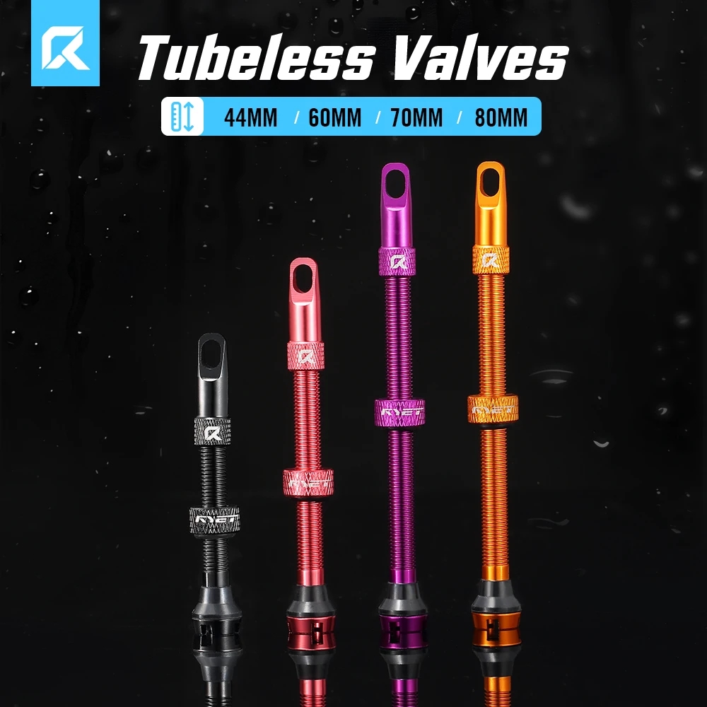

RYET Presta Tubeless Valves 44-80mm CNC Aluminum Removable Core For Road MTB Bike Sealant-Compatible Dust Caps Included
