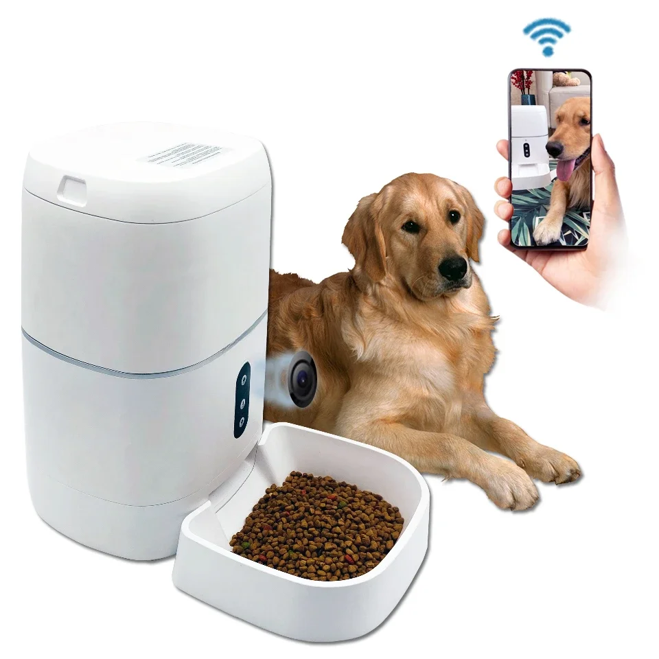 newest factory automatic cat food dispenser dog smart pet feeder wifi with camera smart function