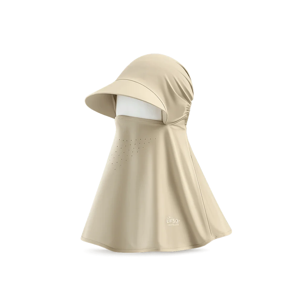 Ice-Silk Full-Face UV Protection Hood Integrated Solid Color All-in-One Sun Hat Neck Scarf Moisture Absorbing