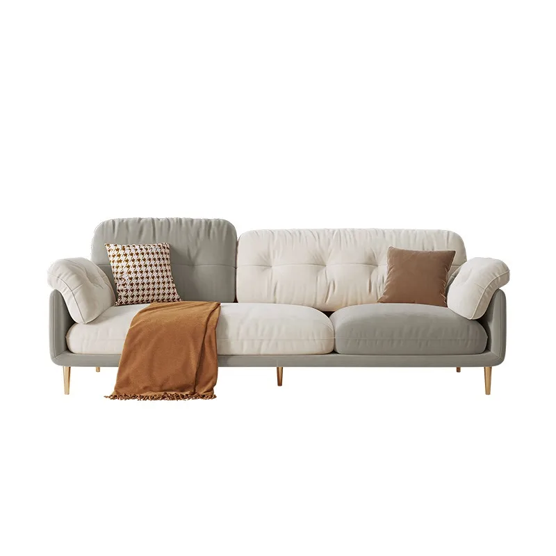 

Sofa living room small apartment light luxury modern simple Nordic cream color matching straight row fabric sofa