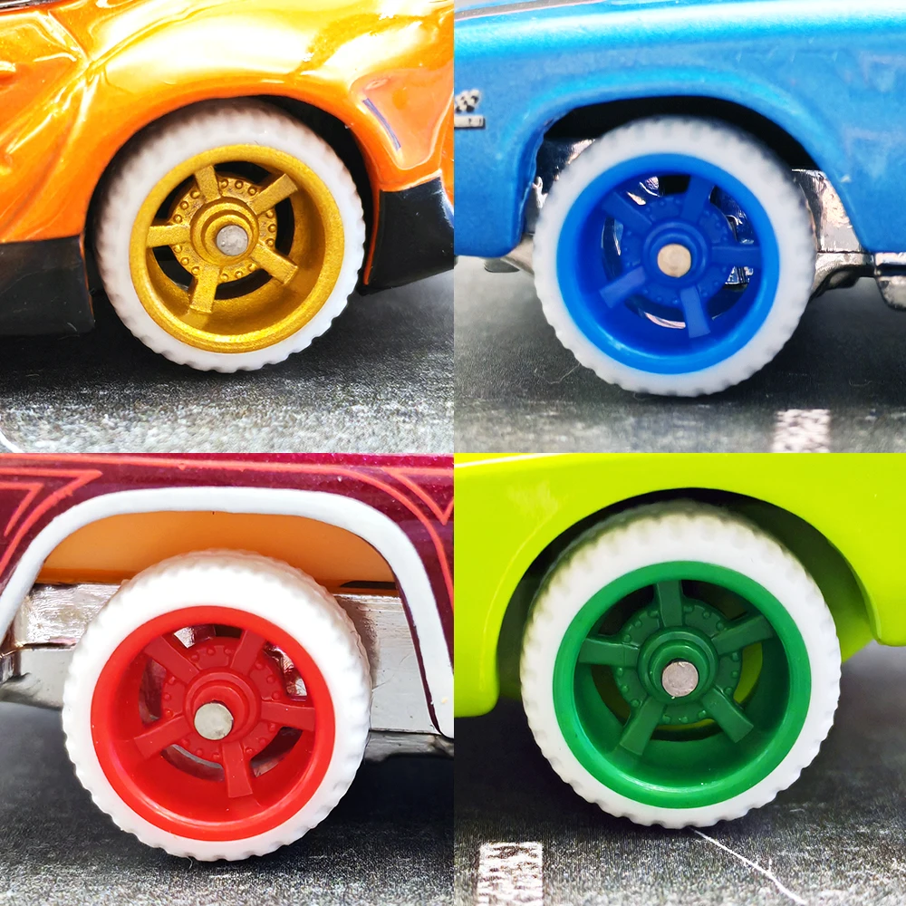 固定ゴム付きホイールホワイトタイヤ、おもちゃモデルDIY車用5スポーク、ホットホイール用ホタルパーツ (5個セット) 、1: 64