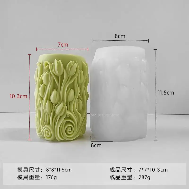 Sunflower Cylindrical Candle Silicone Mold Diy Tulip Aromatherapy Soap Mold Wedding Craft Gift Making