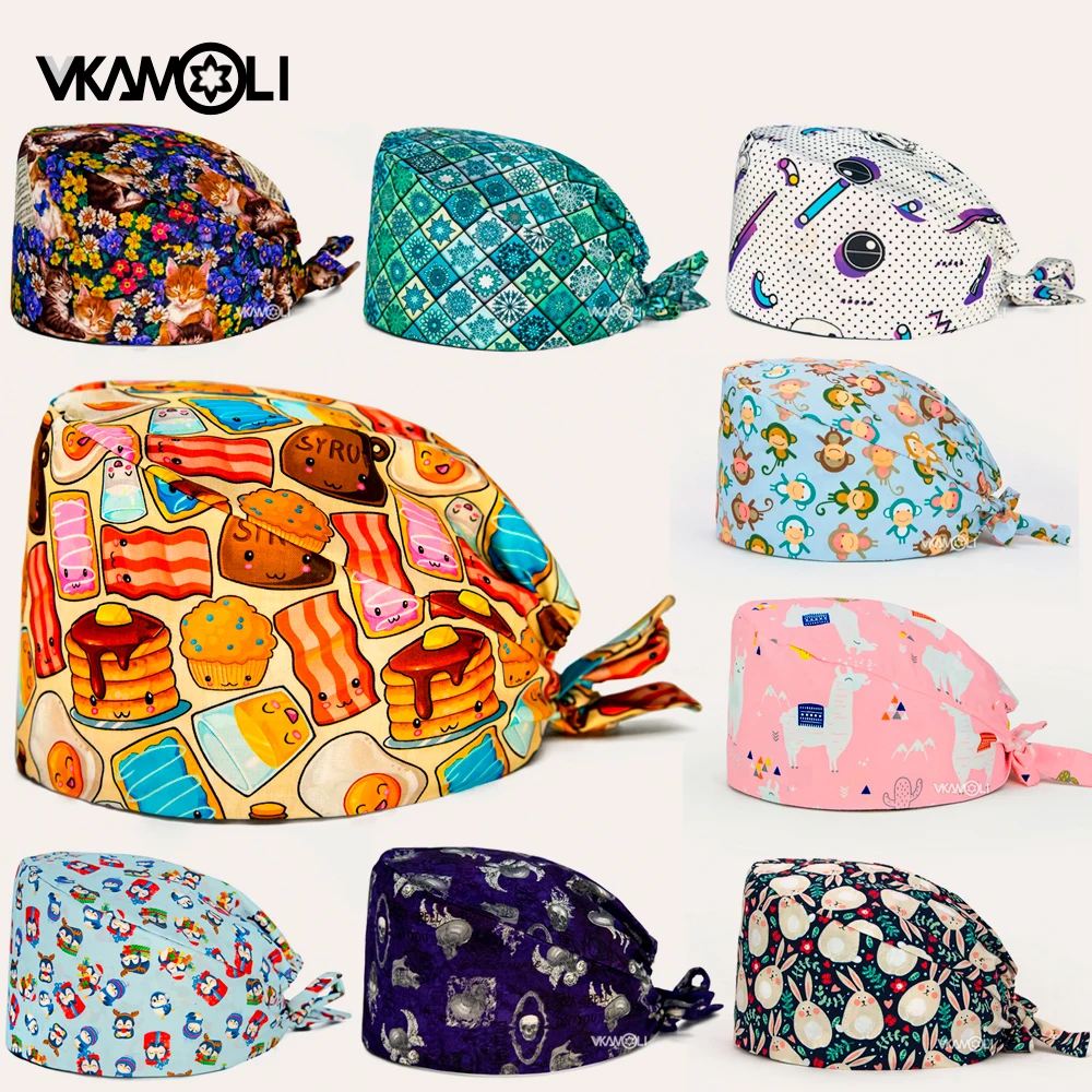 All'ingrosso scrub hat print berretti da allattamento medici in vendita cappelli da donna e berretto da uomo scrubs gorros quirofano mujer con goma