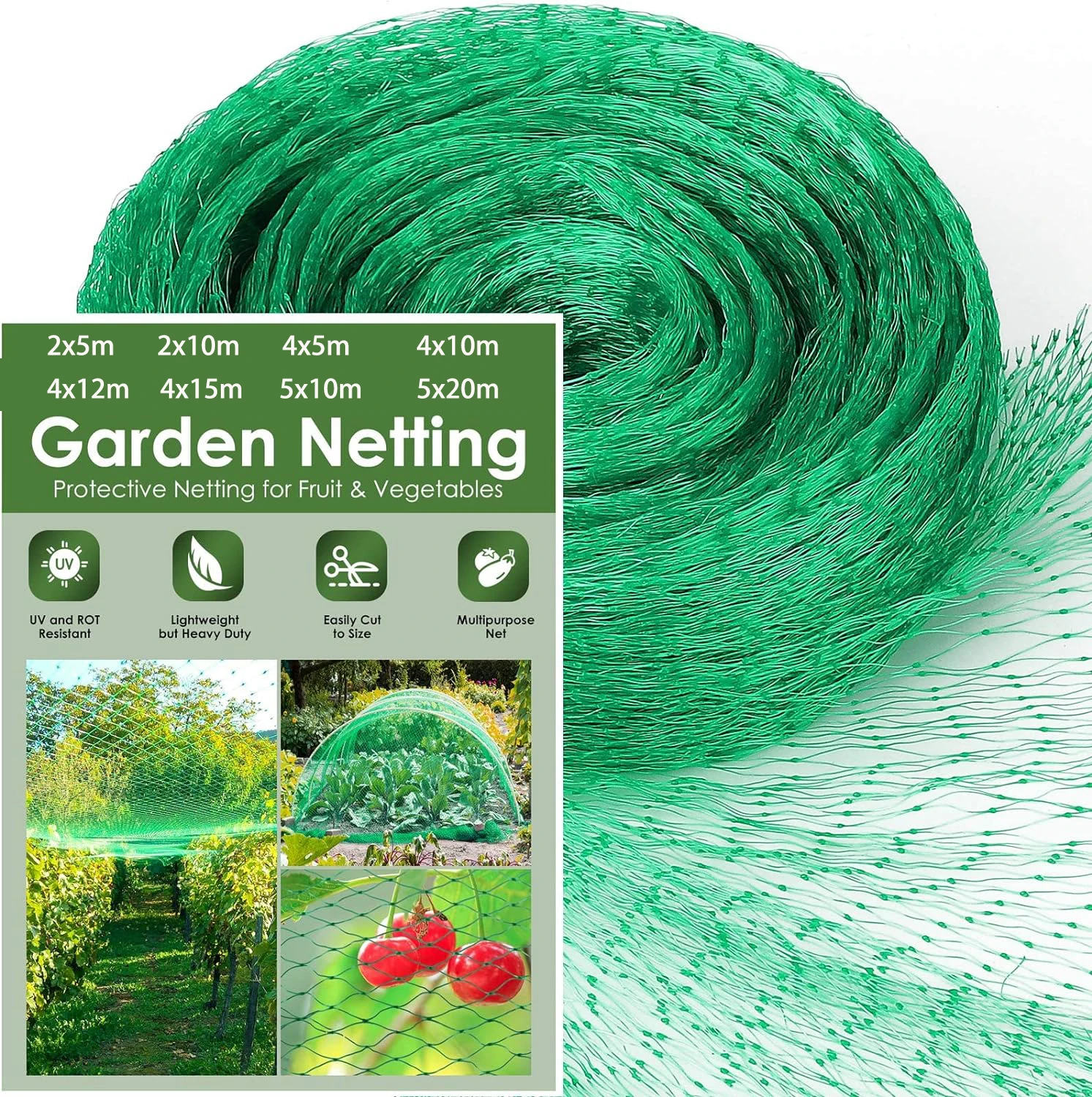 

8 size Bird Netting for Garden Protect Vegetable Plants and Fruit Trees,Plastic Trellis Netting for Birds, Deer,Squirrels