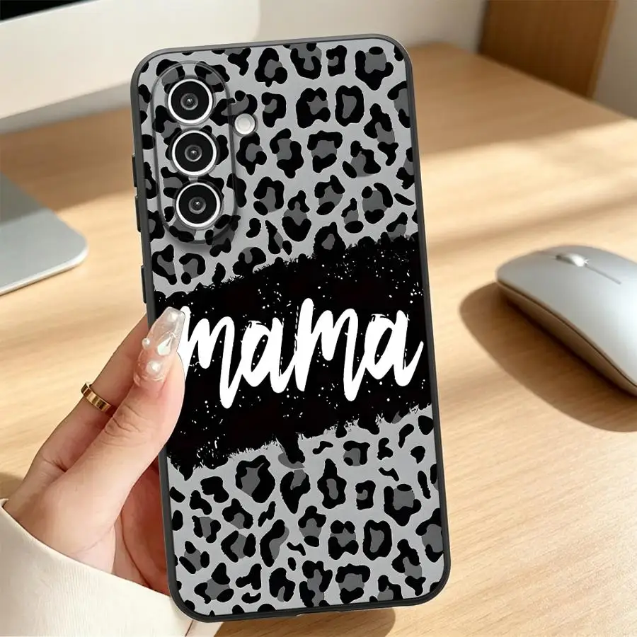 Letters Leopard Print Mom Case for Samsung Galaxy A57 A15 A73 A51 A37 A53 A17 A55 A52 A36 A25 A16 A05 A06 A23 Phone Cover A70