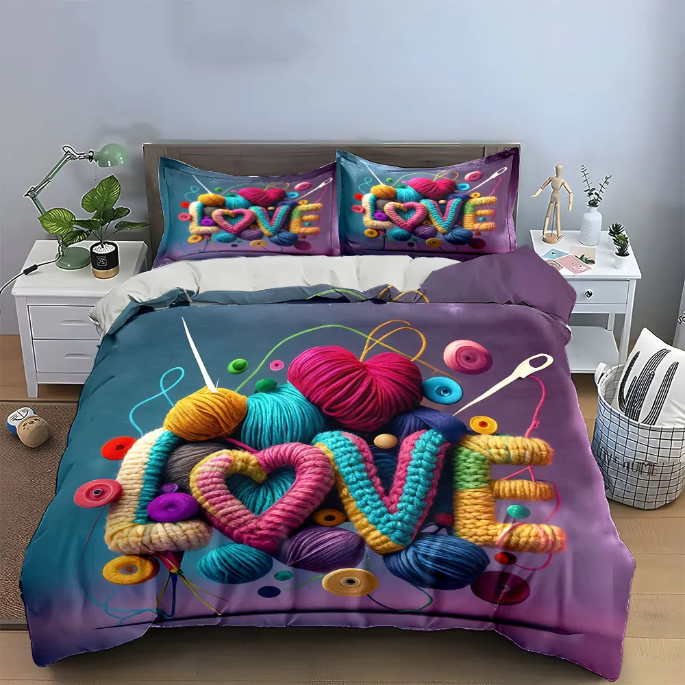 

Colorful Yarn Crafting Kit Soft Comfortable Duvet Cover Bedding Set Included 1*Duvet Cover & 2*Pillowcases, gift