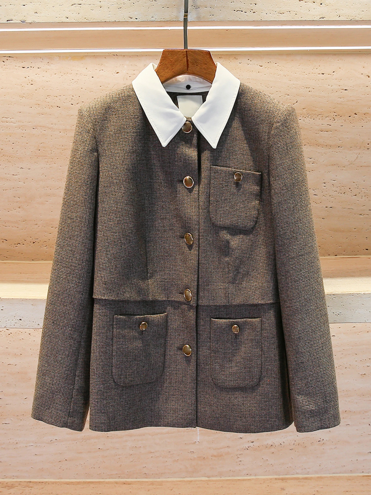 

Осенне-зимняя клетчатая куртка премиум-класса, женская модная универсальная одежда в стиле ретро для поездок на работу, длинная застежка на пуговицах, подставка