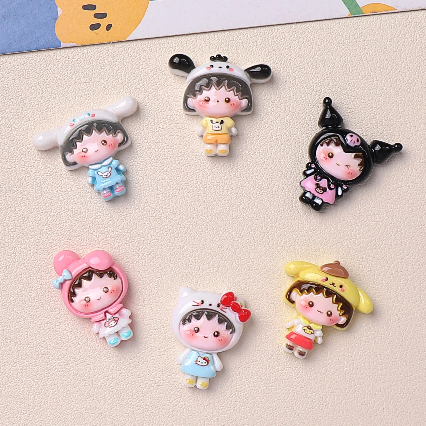 Cartoon Glossy Chibi Maruko-chan Co-branded Sanrio Kt Diy Resin Accessories Handmade Hairpin Mobile Phone Case Water Cup Jewelry