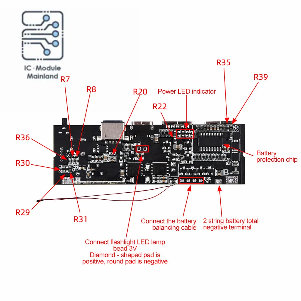 Quick Charge 65W 100W QC4.0 QC3.0 LED 6-Port 21700 Dual USB PD Micro/Type-C USB Mobile Power 18650 Charging Module Circuit Boar