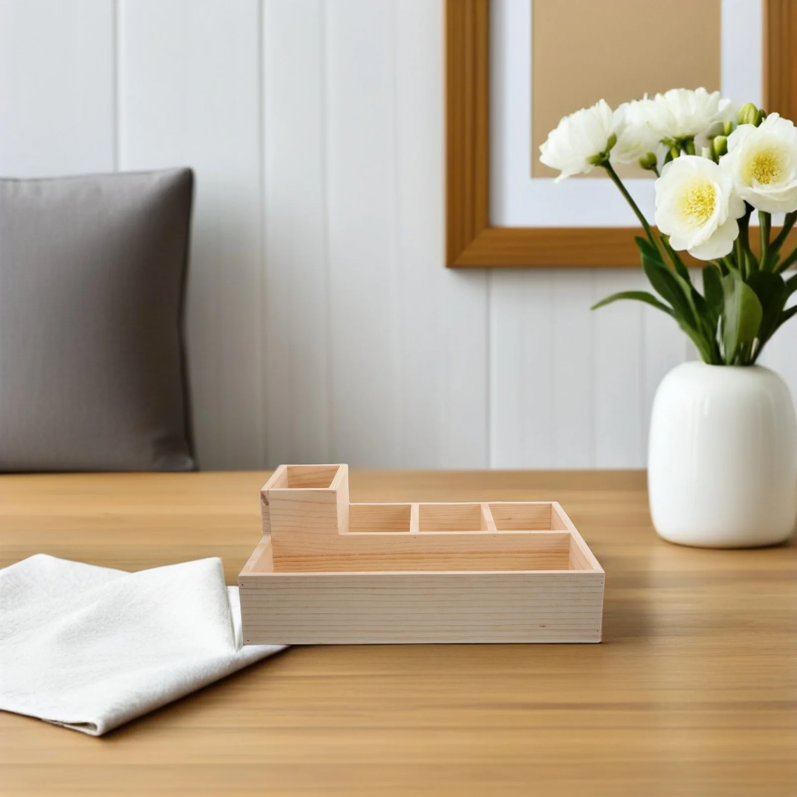 

Wooden Storage Box Multiple Compartments Desk Organizer For Bedroom Office Tea Bag Chest Lingerie Scarf Vanity Organizer