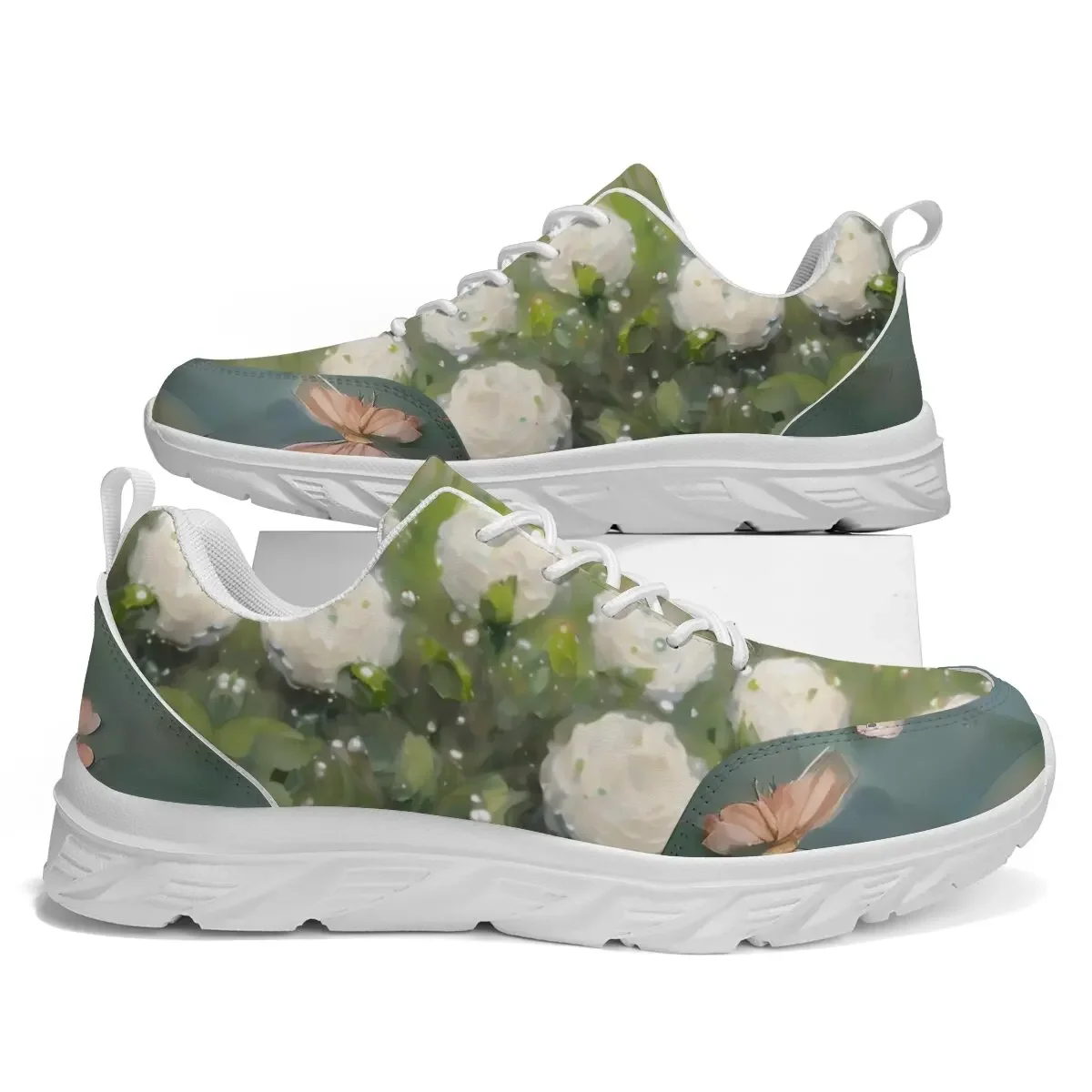 Feizhi Sneakers Parent-child Lace-up Flat Bottom Low-top Round Toe Color-block Large Size Breathable Casual Floral Print Shoes
