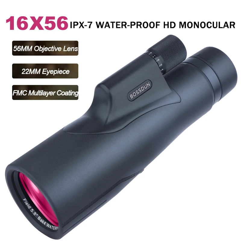 12x56/16x56 ED Monocular Telescope Waterproof Fog-proof Monocular Scopes with Phone Adapter for Hunting Bird Watching Outdoor