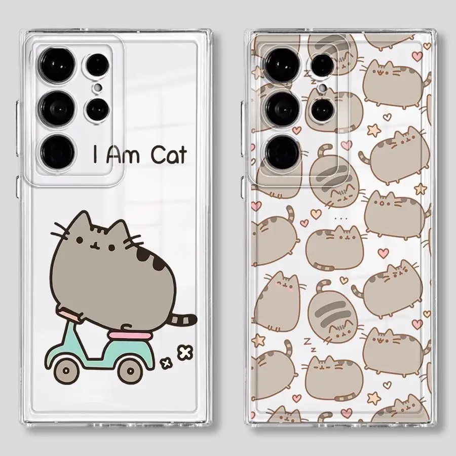 Handyhülle für Samsung Galaxy S26 Note 20 Ultra 10 S21 S25 Edge S22 FE S24 S23 Ultra S20 Plus P-Pusheens Katze