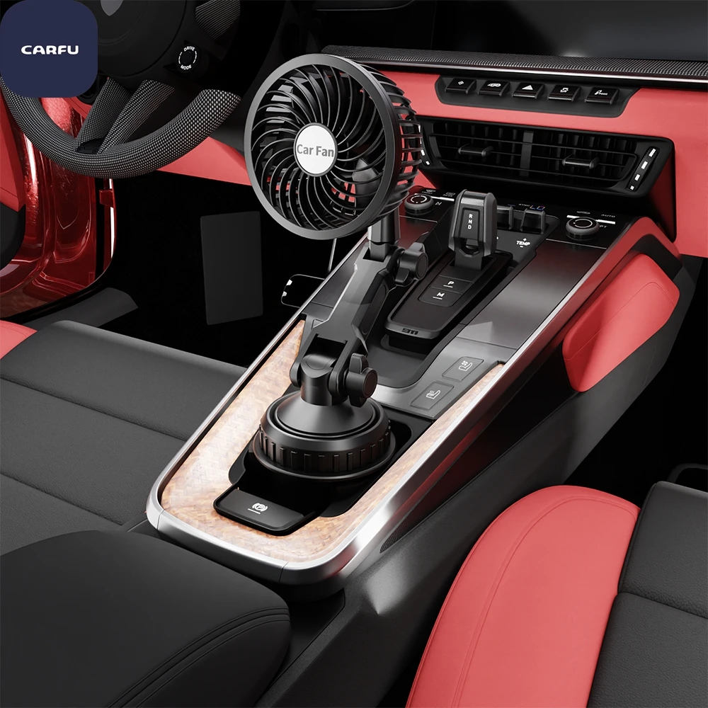 

Carfu Factory ABS Car Mounted Cooling Fan Cup Holder 2-Speed Customizable Logo Style