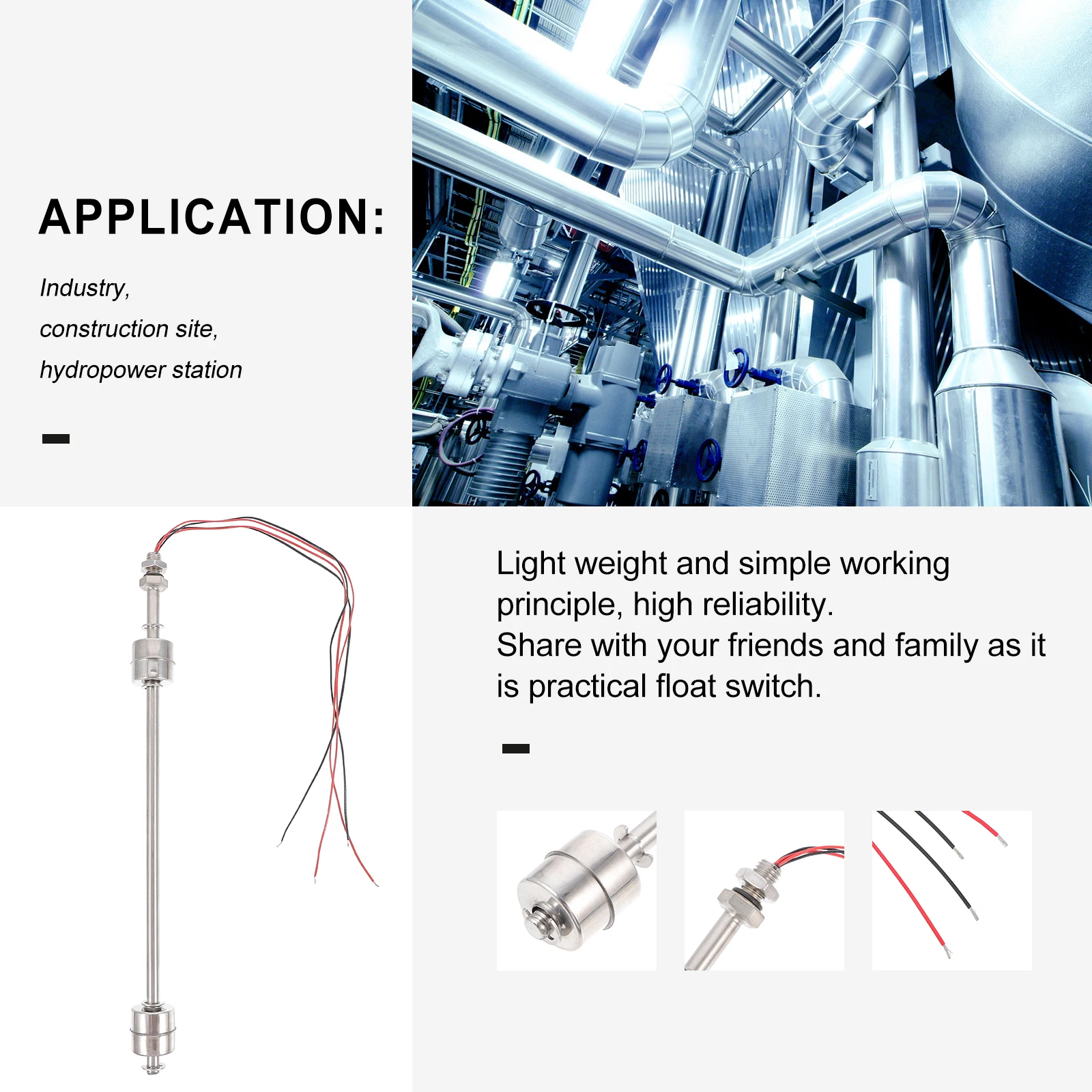 

Float Switch 400MM Stainless Steel Water Level Controller Sensor for Aquarium Pond Fountain Pool Tank Accessories Cistern