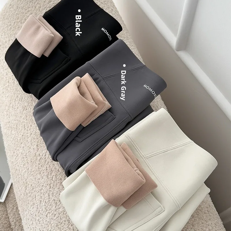กางเกงโยคะ Thiened Fce สำหรับผู้หญิง ฤดูใบไม้ร่วง ฤดูหนาว เอวสูง กางเกงขายาวทรงเข้ารูป ผ้าไนลอน