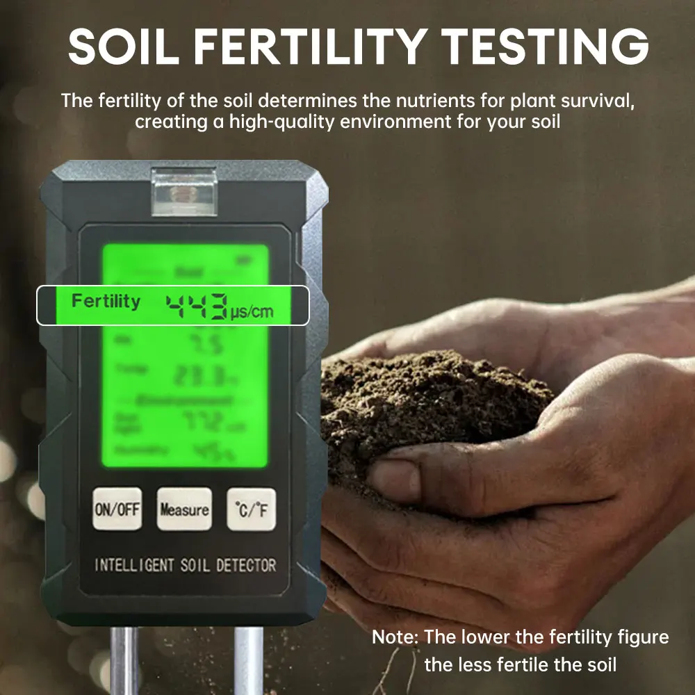 Imagem -02 - Precisão Solo ph Tester ph ec Umidade Luz Solar Umidade do ar Temp Detector Monitor Garden Farm Instrument Detector em Alta