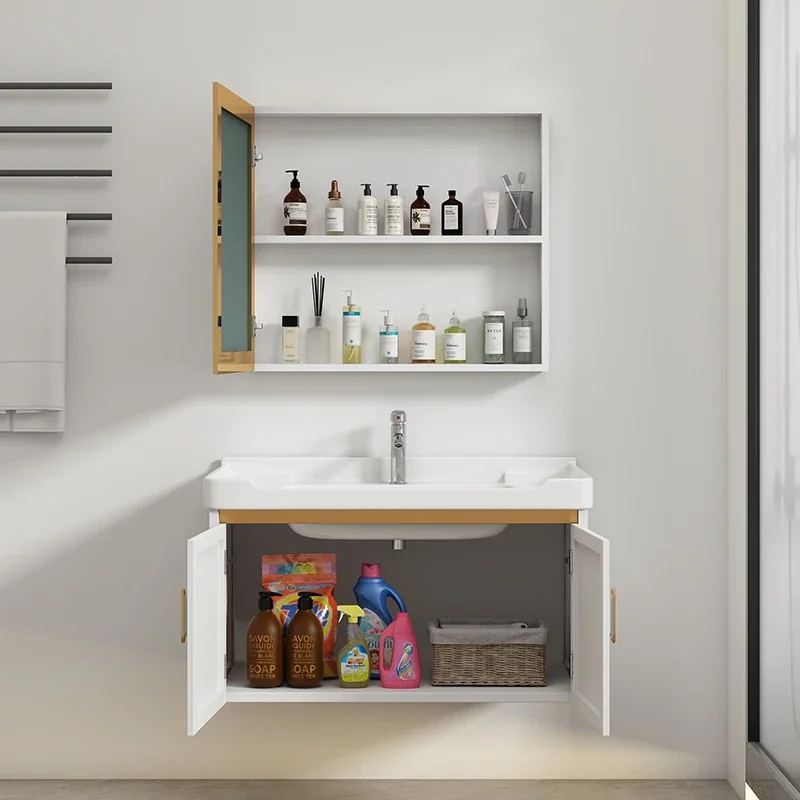 Mirror Modern Bathroom Cabinet Sink Makeup Skincare Cupboard Bathroom Shelves Paper Gadgets Archivadores Hotel Home Furniture