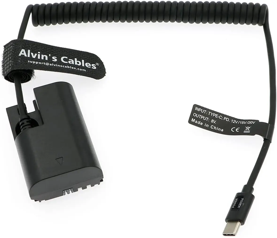 

Alvin's Cables Alvin's PD USB C to LP E6 Coiled Dummy Battery for Canon R R5 R6