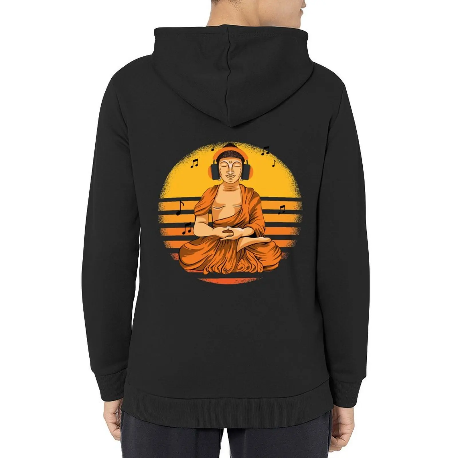 

Buddha with headphones. Hoodie anime clothing men wear blouse korean style clothes hoodie men