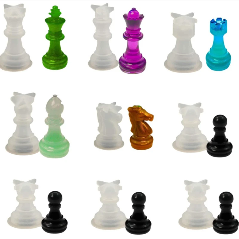 

DIY силиконовая форма из смолы, кристаллический клей, 3D шахматные фигуры, украшения для шахматной доски, домашний декор, инструмент для творческих художественных проектов
