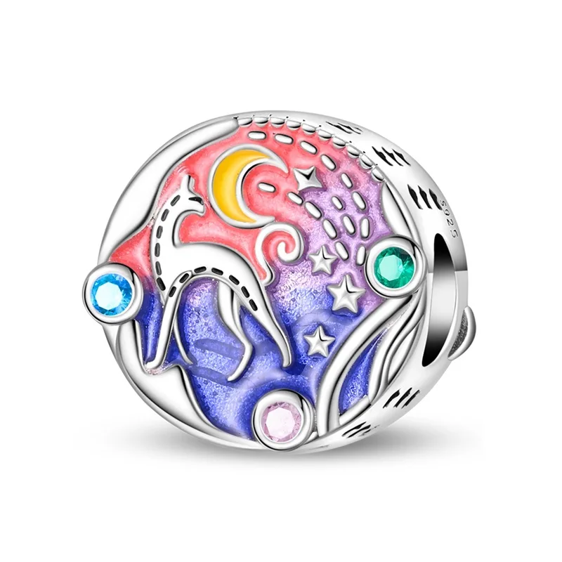925 Sterling Silver Magic Cat Jungle Charms Beads Fit 3mm Original Bracelet DIY Women Fashion Birthday Anniversary Jewelry Gifts