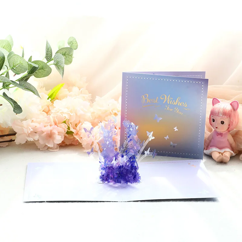 3D Pop UP Butterfly Greeting Invitation Cards Laser Cut Boy Girl Kids Gift Card Thank You Cards Happy Birthday Postcard